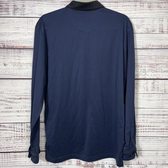 Mizzen+Main Polo Mens Medium Trim Fit Navy Blue L/S Pullover Shirt Performance - Picture 3 of 11